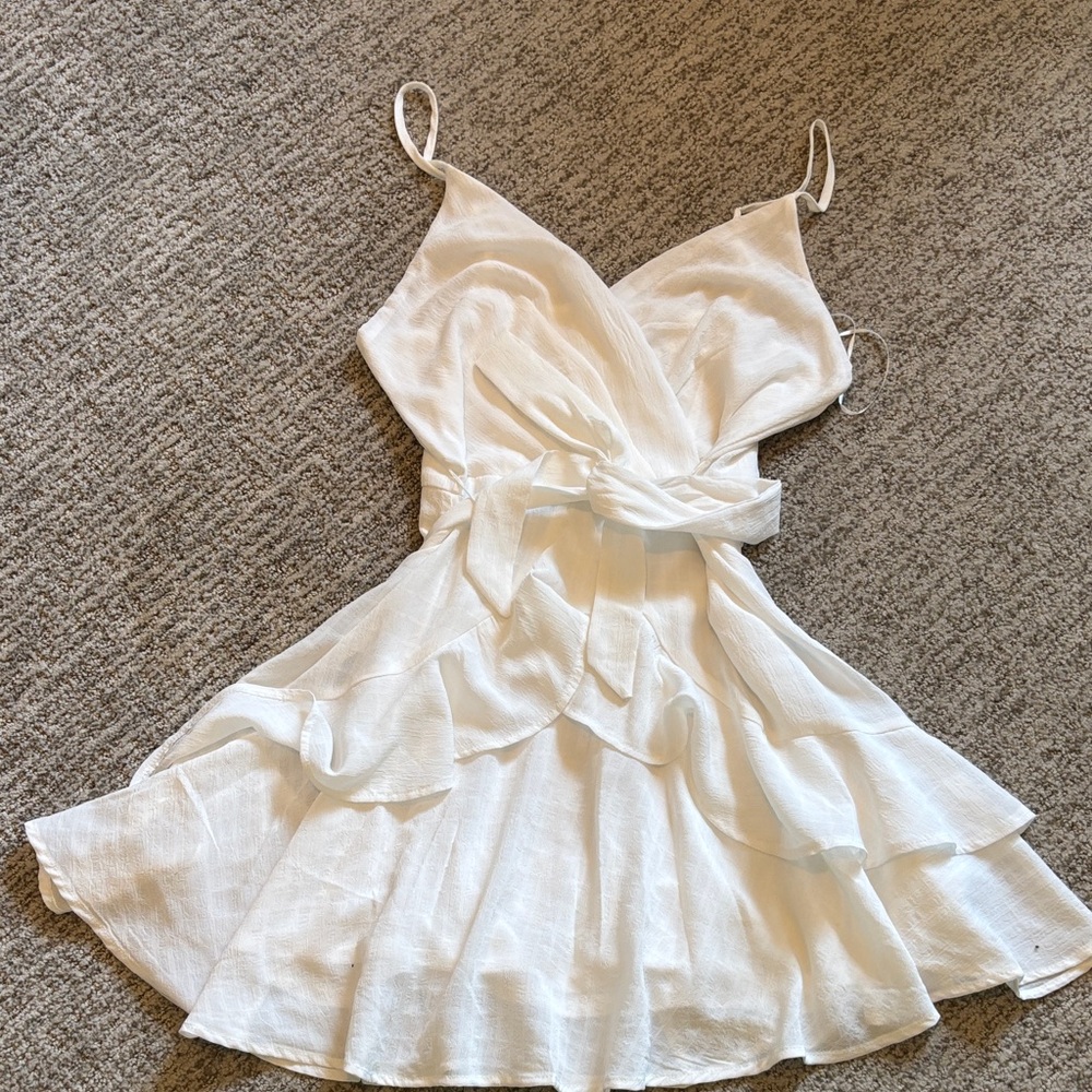 Blue Rain White Wrap Mini Dress